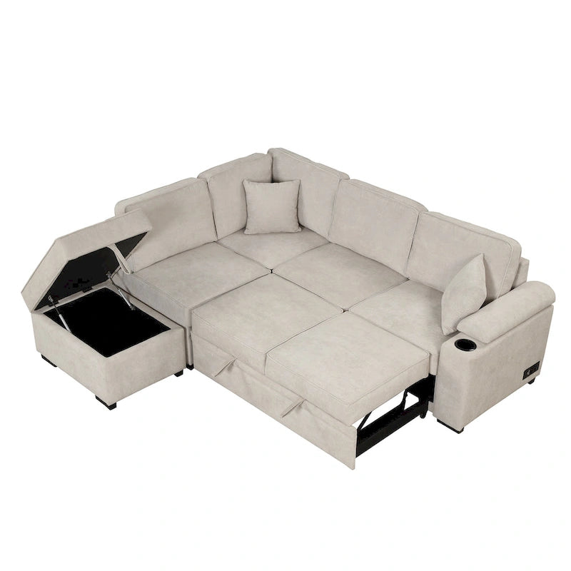 Canapé-lit gigogne 2 en 1 de 87,4 cm avec pouf de rangement