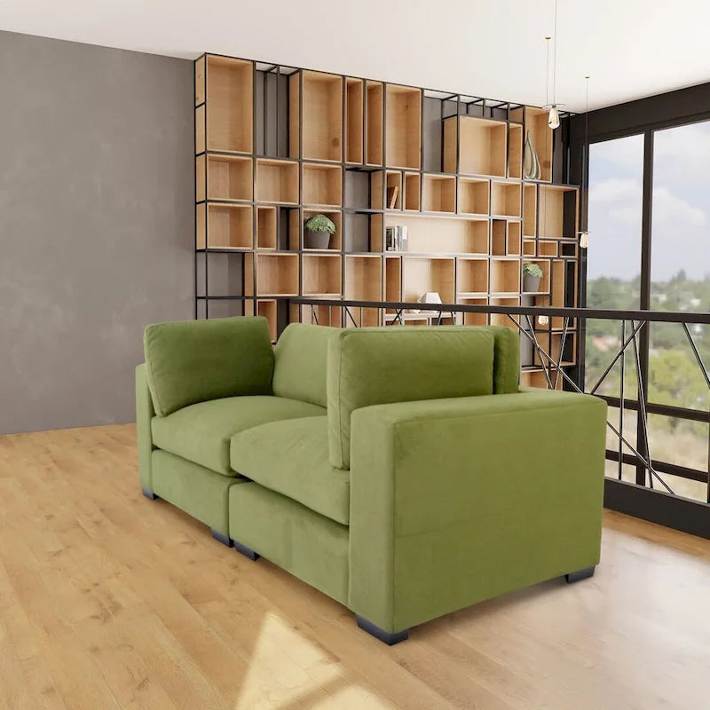 Canapé deux places contemporain Coast to Coast Sofas, revêtement en polyester, structure en bois massif, capitonné