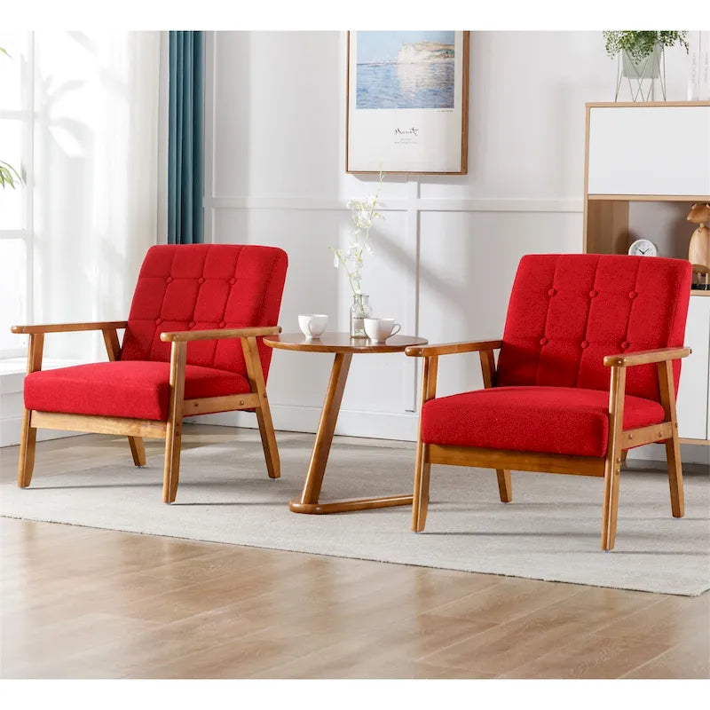 Ensemble de 2 fauteuils d'appoint de style moderne du milieu du siècle avec table d'appoint