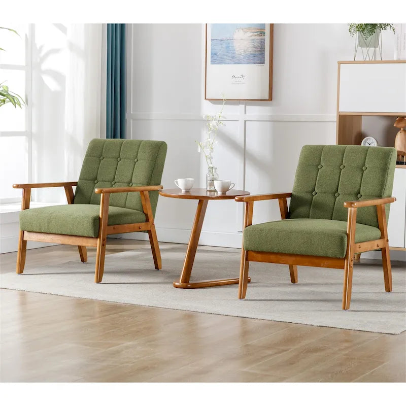 Ensemble de 2 fauteuils d'appoint de style moderne du milieu du siècle avec table d'appoint