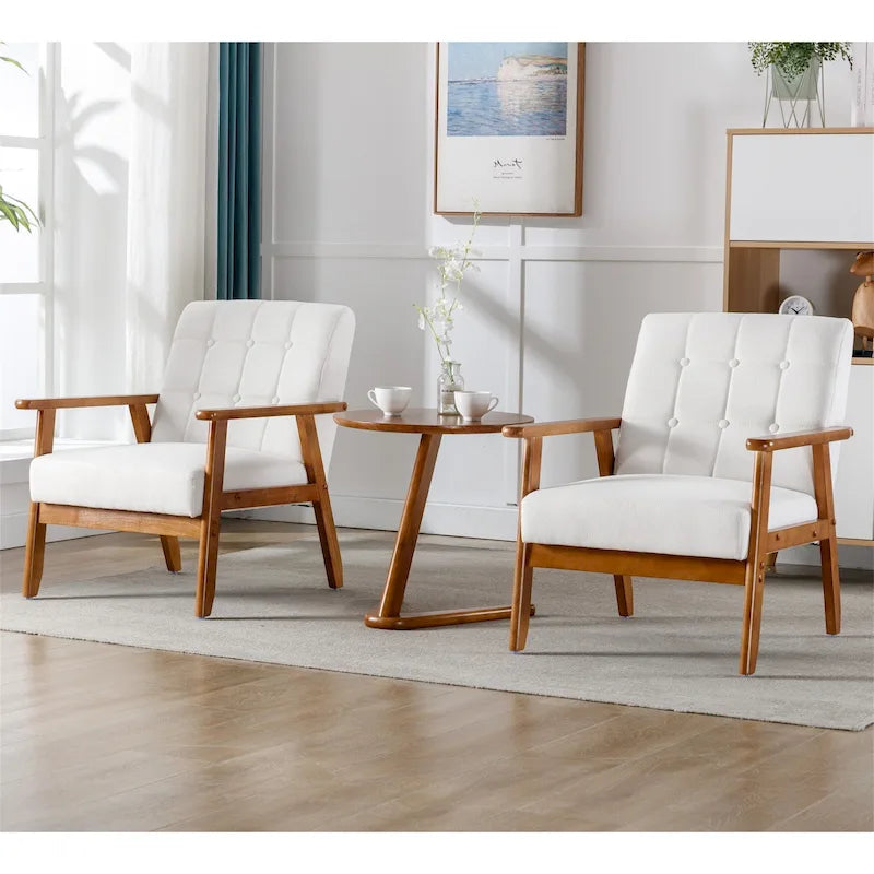 Ensemble de 2 fauteuils d'appoint de style moderne du milieu du siècle avec table d'appoint