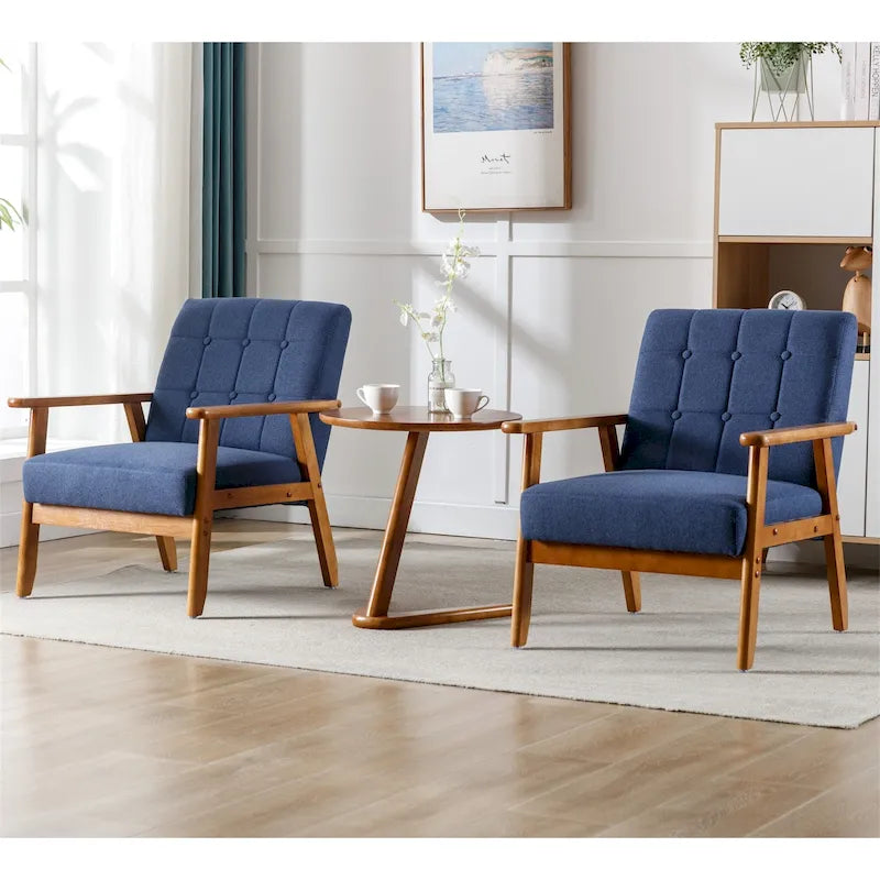 Ensemble de 2 fauteuils d'appoint de style moderne du milieu du siècle avec table d'appoint