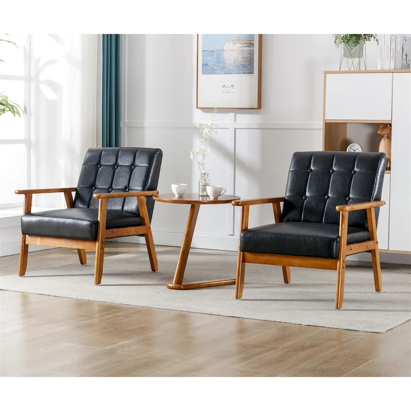 Ensemble de 2 fauteuils d'appoint de style moderne du milieu du siècle avec table d'appoint
