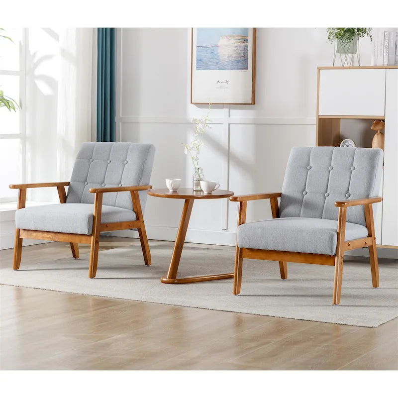 Ensemble de 2 fauteuils d'appoint de style moderne du milieu du siècle avec table d'appoint