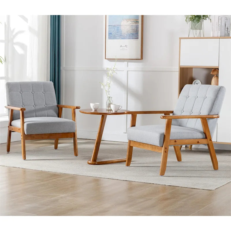 Ensemble de 2 fauteuils d'appoint de style moderne du milieu du siècle avec table d'appoint