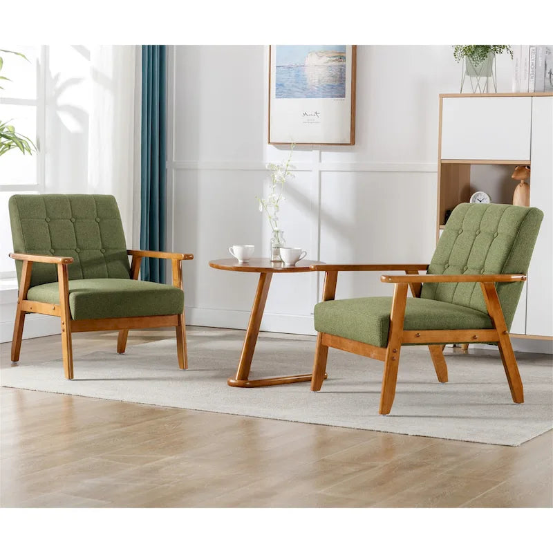 Ensemble de 2 fauteuils d'appoint de style moderne du milieu du siècle avec table d'appoint