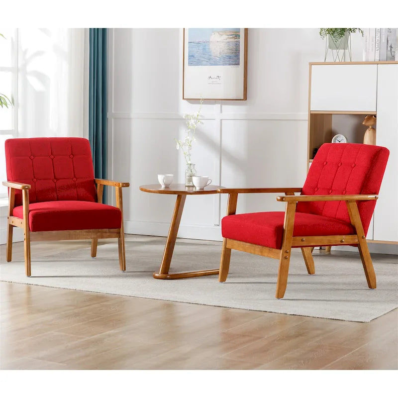 Ensemble de 2 fauteuils d'appoint de style moderne du milieu du siècle avec table d'appoint
