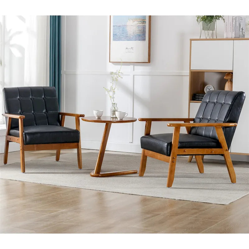 Ensemble de 2 fauteuils d'appoint de style moderne du milieu du siècle avec table d'appoint