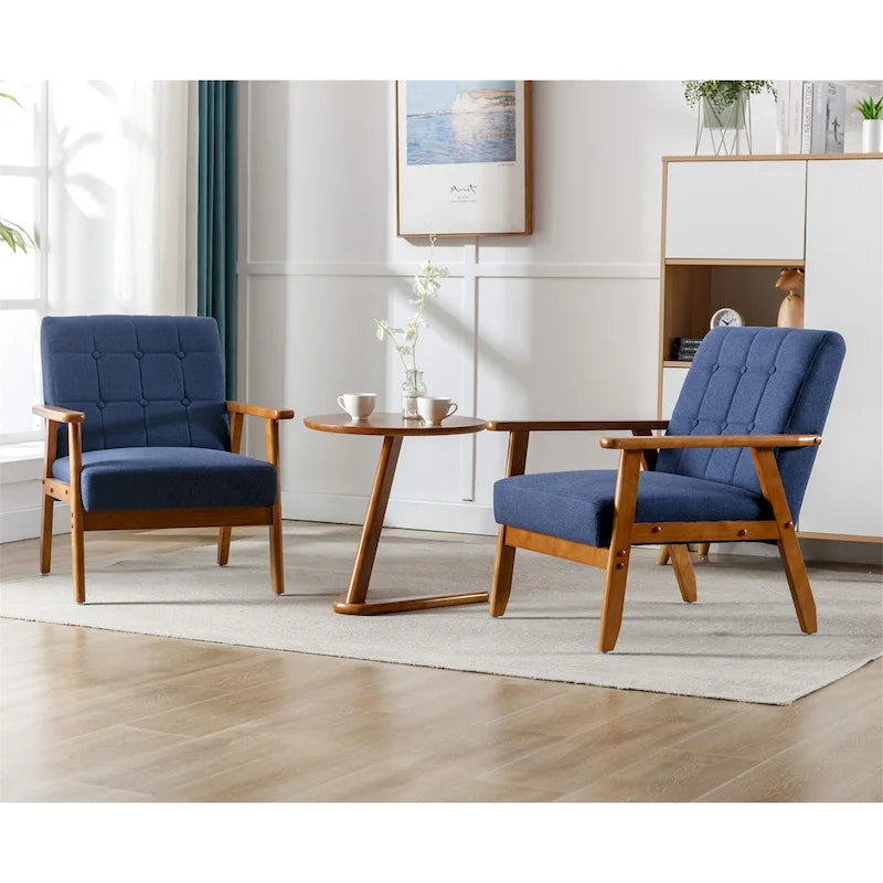 Ensemble de 2 fauteuils d'appoint de style moderne du milieu du siècle avec table d'appoint
