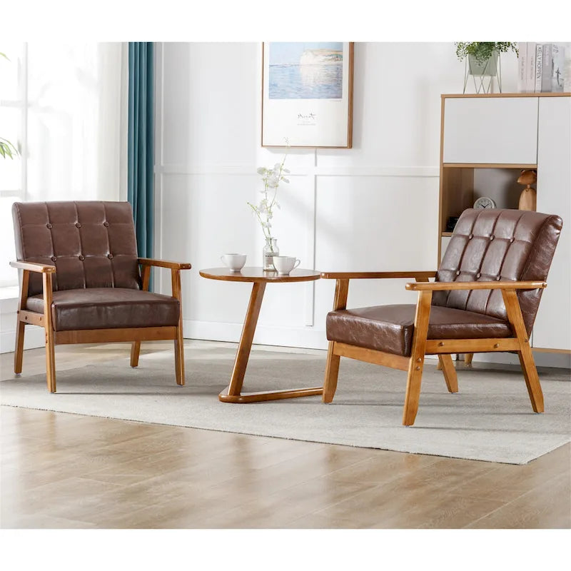 Ensemble de 2 fauteuils d'appoint de style moderne du milieu du siècle avec table d'appoint
