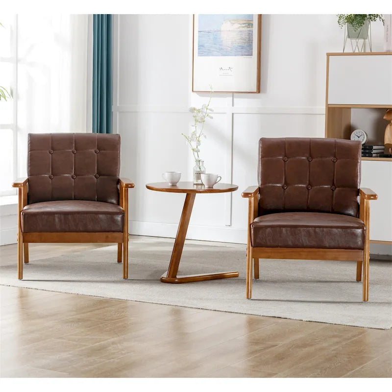 Ensemble de 2 fauteuils d'appoint de style moderne du milieu du siècle avec table d'appoint