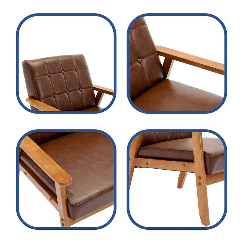 Ensemble de 2 fauteuils d'appoint de style moderne du milieu du siècle avec table d'appoint
