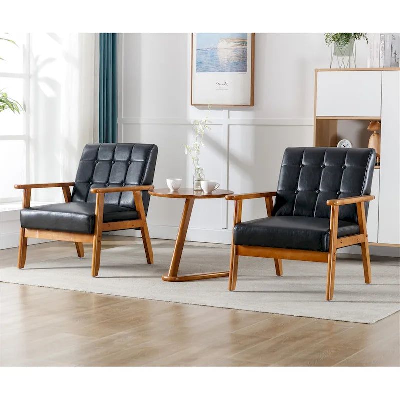 Ensemble de 2 fauteuils d'appoint de style moderne du milieu du siècle avec table d'appoint