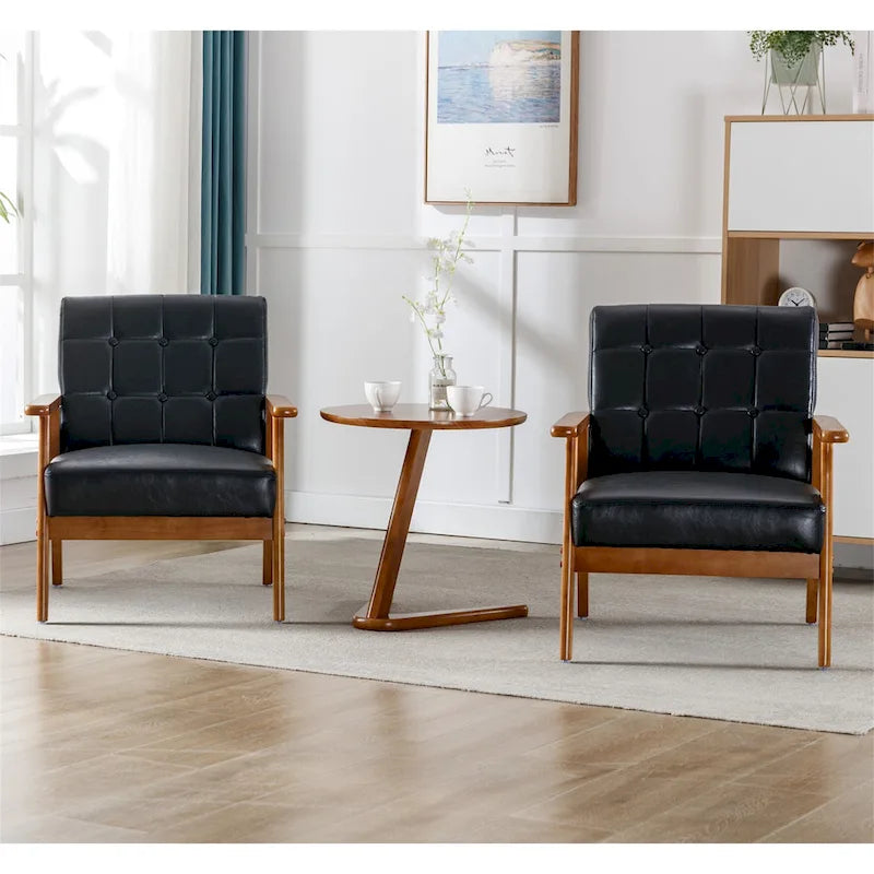 Ensemble de 2 fauteuils d'appoint de style moderne du milieu du siècle avec table d'appoint