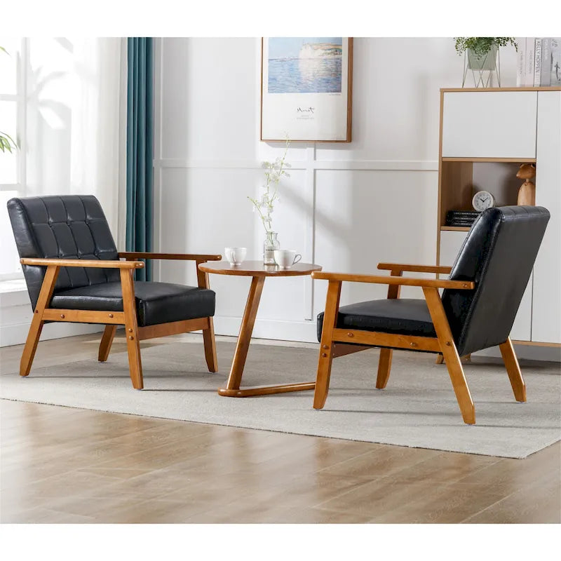 Ensemble de 2 fauteuils d'appoint de style moderne du milieu du siècle avec table d'appoint