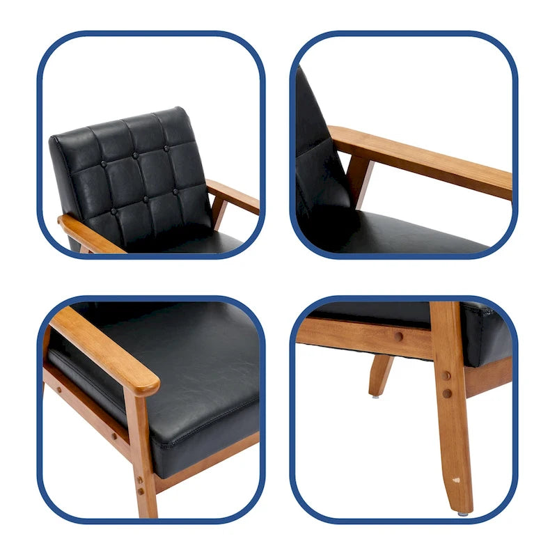 Ensemble de 2 fauteuils d'appoint de style moderne du milieu du siècle avec table d'appoint