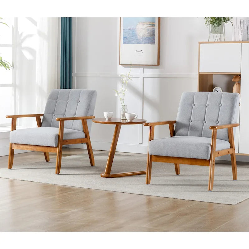 Ensemble de 2 fauteuils d'appoint de style moderne du milieu du siècle avec table d'appoint