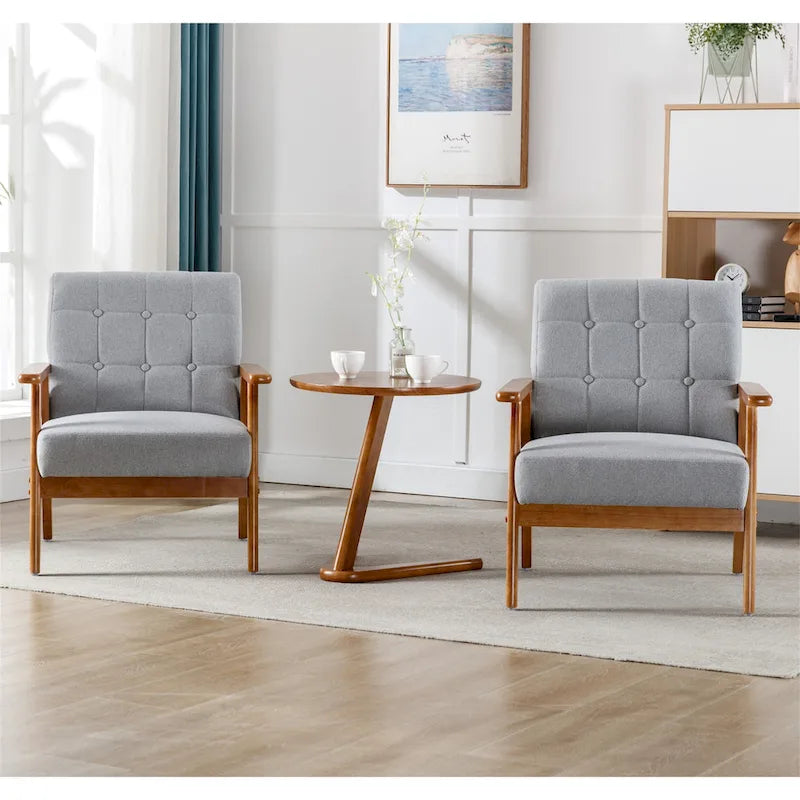 Ensemble de 2 fauteuils d'appoint de style moderne du milieu du siècle avec table d'appoint