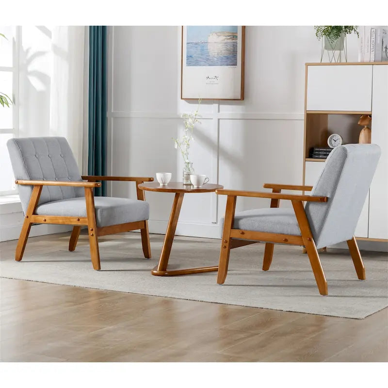 Ensemble de 2 fauteuils d'appoint de style moderne du milieu du siècle avec table d'appoint