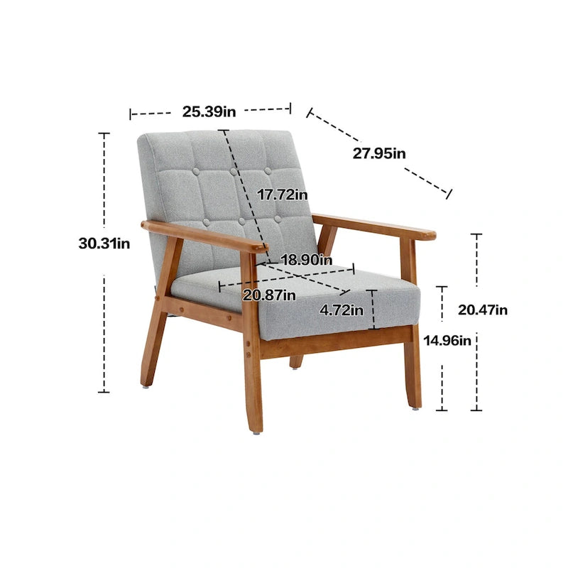 Ensemble de 2 fauteuils d'appoint de style moderne du milieu du siècle avec table d'appoint