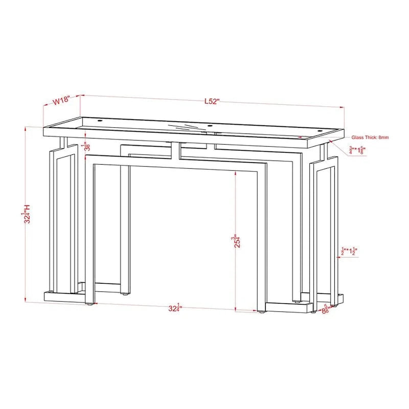 Table d'appoint Pelmont Contemporary de 52 pouces avec plateau en verre, par Furniture of America