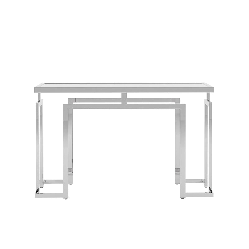 Table d'appoint Pelmont Contemporary de 52 pouces avec plateau en verre, par Furniture of America