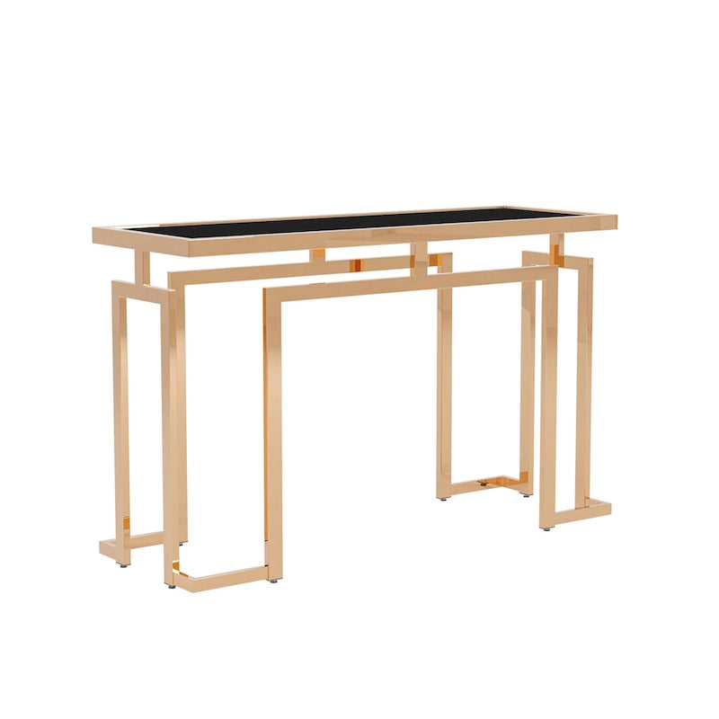 Table d'appoint Pelmont Contemporary de 52 pouces avec plateau en verre, par Furniture of America