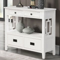 Console de style campagnard en pin, 91 cm, avec 4 tiroirs et 1 étagère de rangement.