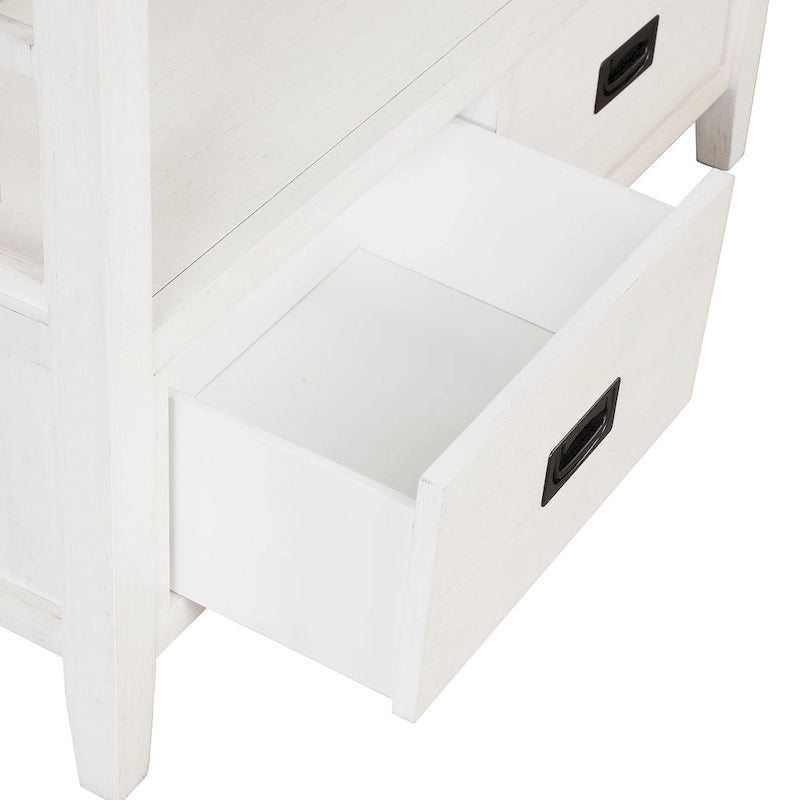 Console de style campagnard en pin, 91 cm, avec 4 tiroirs et 1 étagère de rangement.