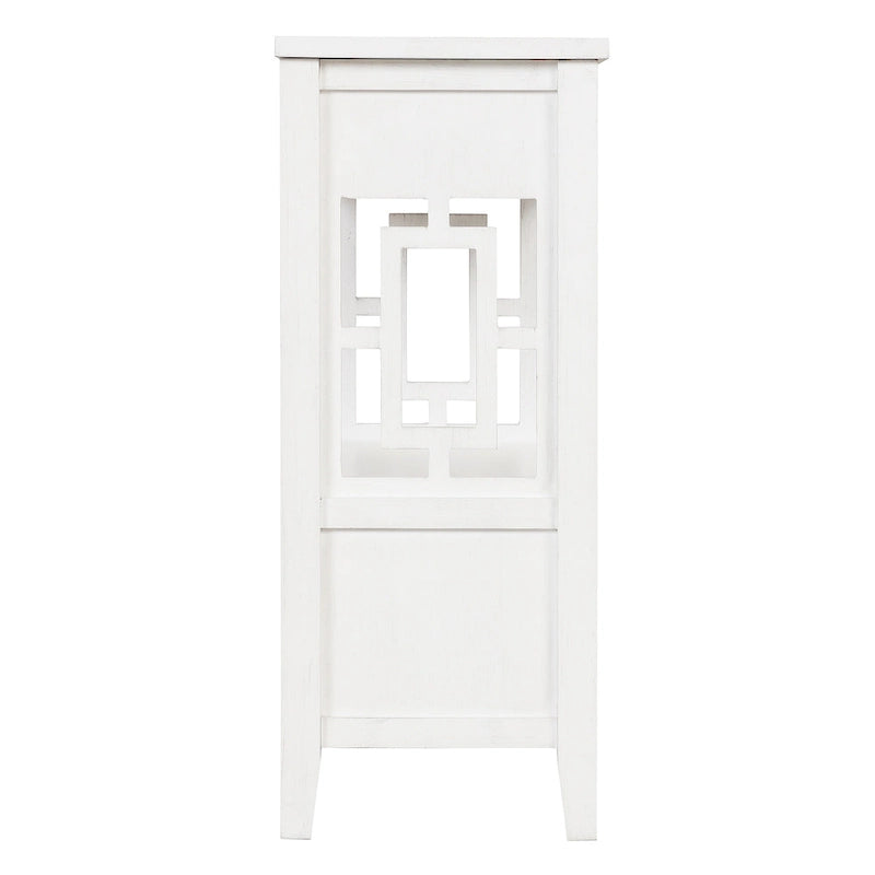 Console de style campagnard en pin, 91 cm, avec 4 tiroirs et 1 étagère de rangement.