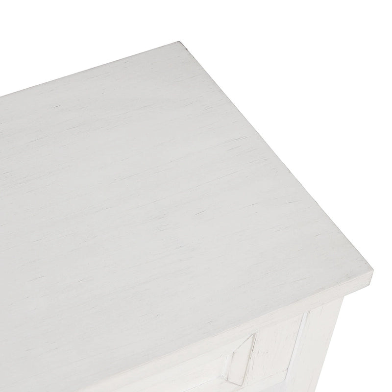 Console de style campagnard en pin, 91 cm, avec 4 tiroirs et 1 étagère de rangement.