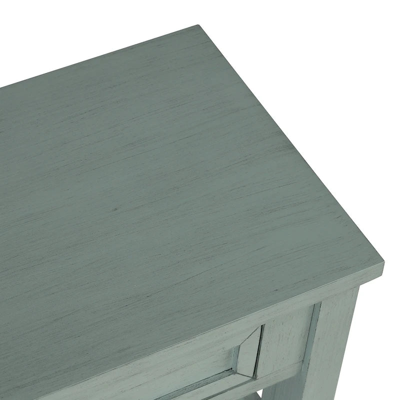 Console de style campagnard en pin, 91 cm, avec 4 tiroirs et 1 étagère de rangement.