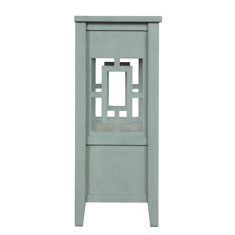 Console de style campagnard en pin, 91 cm, avec 4 tiroirs et 1 étagère de rangement.