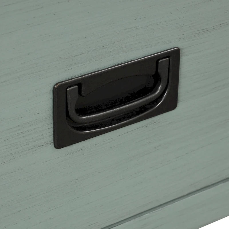 Console de style campagnard en pin, 91 cm, avec 4 tiroirs et 1 étagère de rangement.