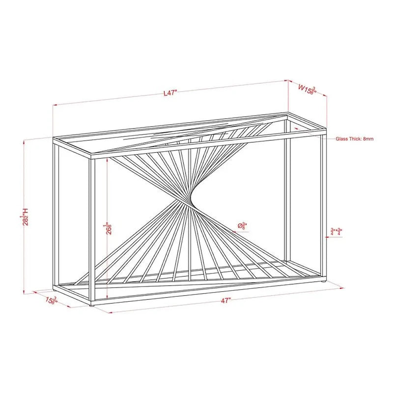 Table basse géométrique contemporaine Limback de 47 pouces avec plateau en verre, par Furniture of America