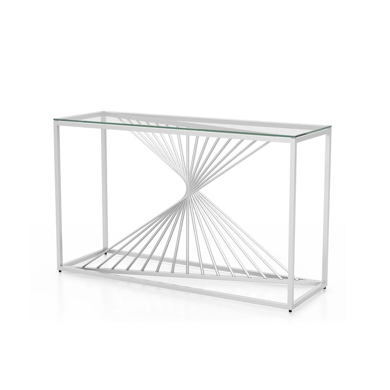 Table basse géométrique contemporaine Limback de 47 pouces avec plateau en verre, par Furniture of America