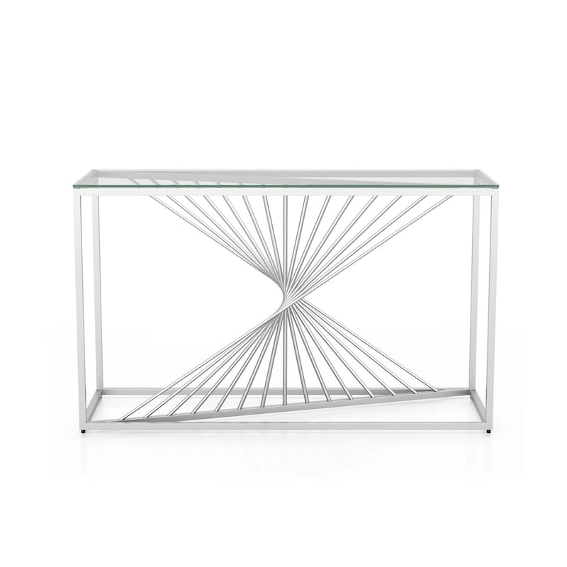 Table basse géométrique contemporaine Limback de 47 pouces avec plateau en verre, par Furniture of America