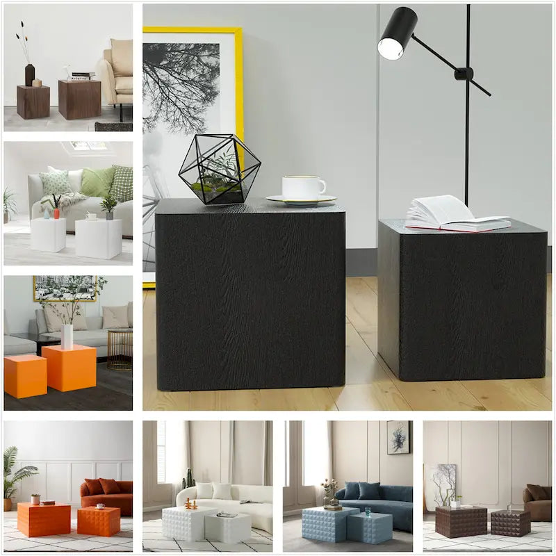 Tables basses gigognes carrées modernes et glamour pour salon (lot de 2)