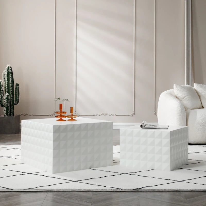 Tables basses gigognes carrées modernes et glamour pour salon (lot de 2)