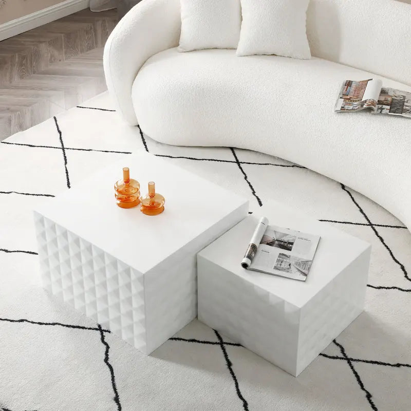 Tables basses gigognes carrées modernes et glamour pour salon (lot de 2)