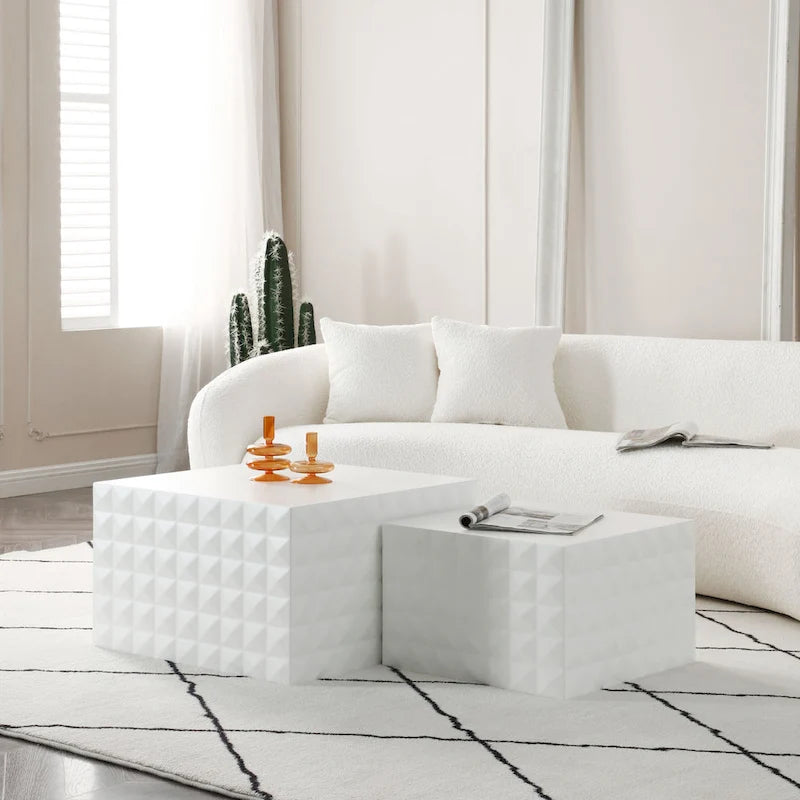 Tables basses gigognes carrées modernes et glamour pour salon (lot de 2)