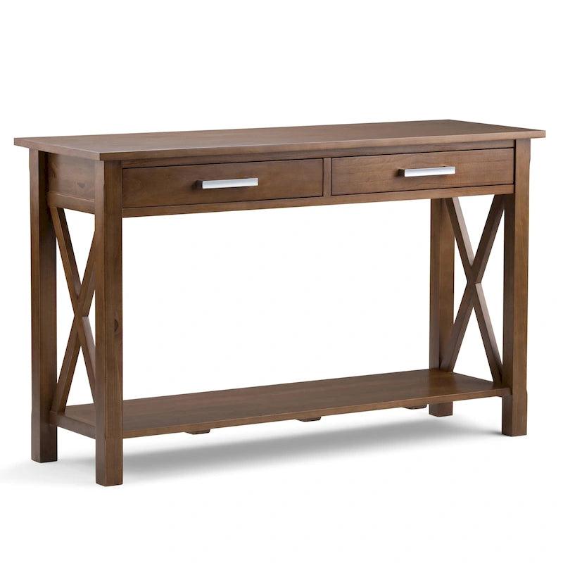 Console/table basse contemporaine en bois massif WYNDENHALL Waterloo, 119 cm de large (47,4 pouces)