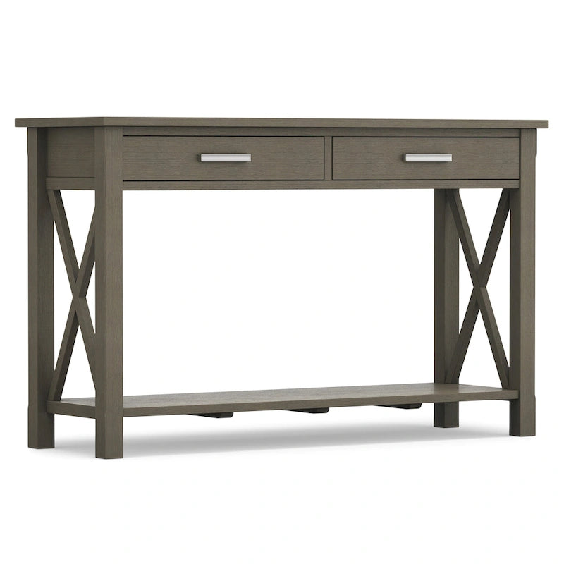 Console/table basse contemporaine en bois massif WYNDENHALL Waterloo, 119 cm de large (47,4 pouces)