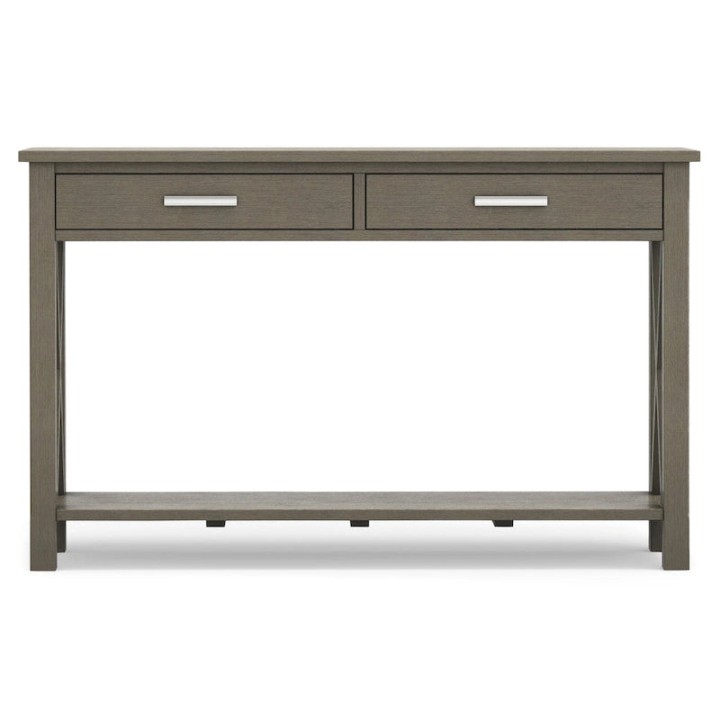 Console/table basse contemporaine en bois massif WYNDENHALL Waterloo, 119 cm de large (47,4 pouces)