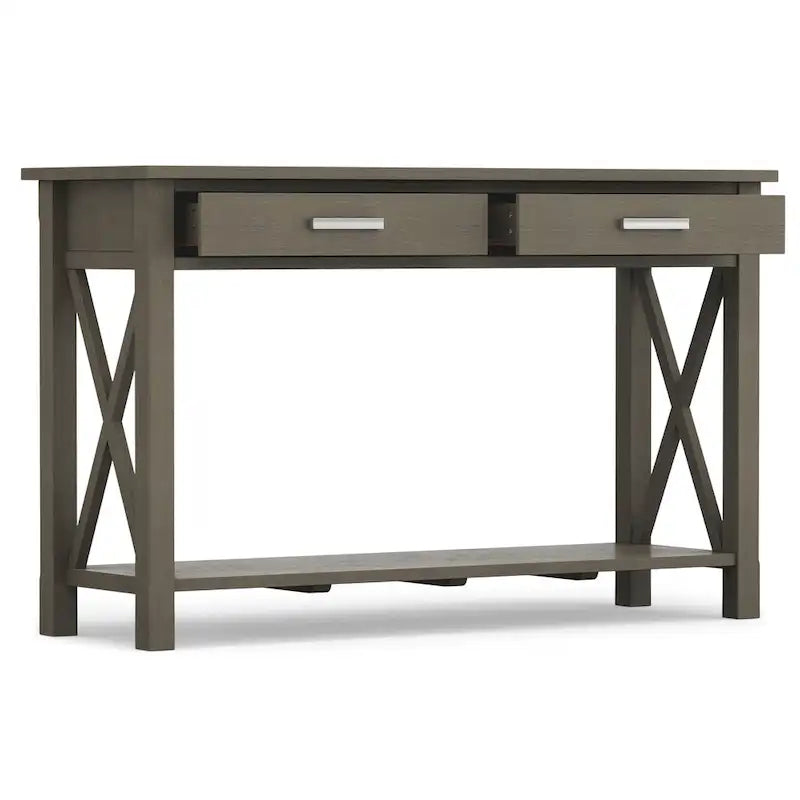 Console/table basse contemporaine en bois massif WYNDENHALL Waterloo, 119 cm de large (47,4 pouces)