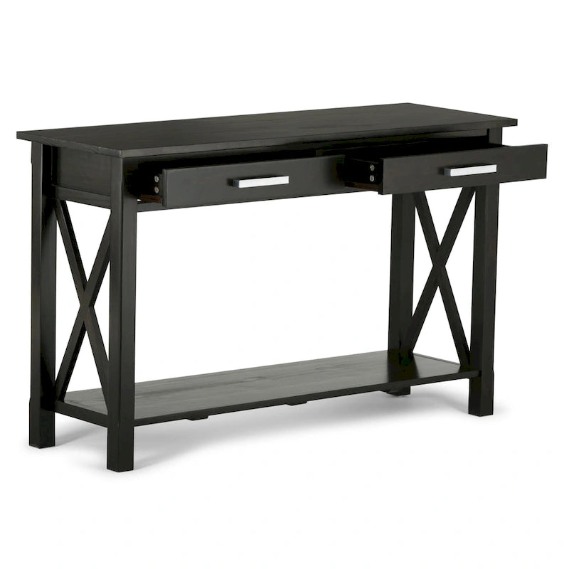 Console/table basse contemporaine en bois massif WYNDENHALL Waterloo, 119 cm de large (47,4 pouces)
