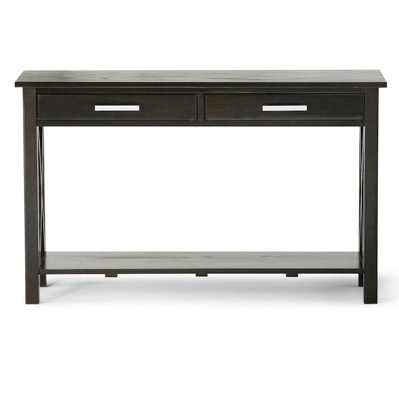 Console/table basse contemporaine en bois massif WYNDENHALL Waterloo, 119 cm de large (47,4 pouces)