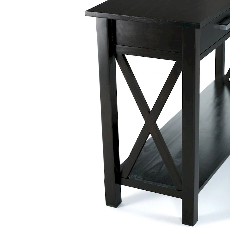 Console/table basse contemporaine en bois massif WYNDENHALL Waterloo, 119 cm de large (47,4 pouces)