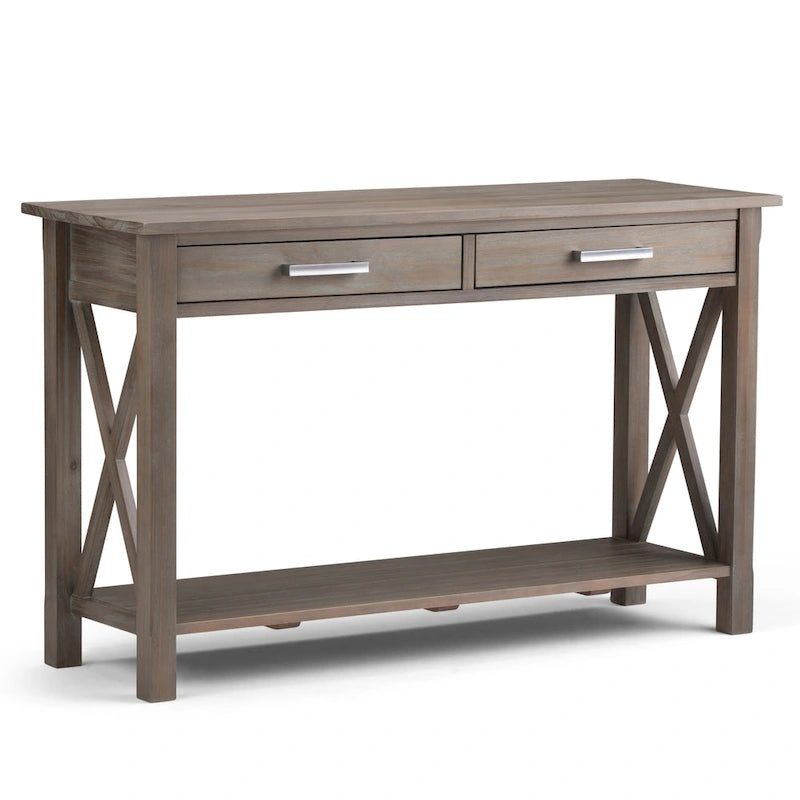 Console/table basse contemporaine en bois massif WYNDENHALL Waterloo, 119 cm de large (47,4 pouces)