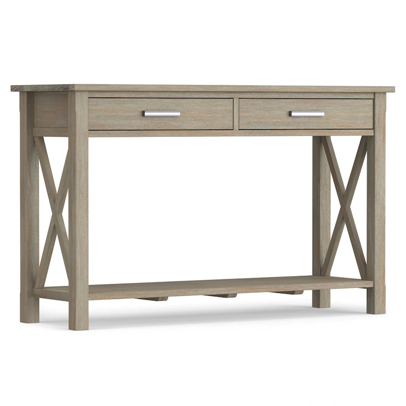 Console/table basse contemporaine en bois massif WYNDENHALL Waterloo, 119 cm de large (47,4 pouces)